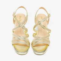 Parovi Žene Klasične otvorene cipele za cipele s elastičnim gležnjačem s niskim klin sandalama - zlatna veličina 9.5