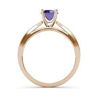Iolite i dijamantni zaručnički prsten sa milgrain radom 1. CT TW u 14K ružičastog zlata.Size 5.5