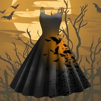 Ženska modna Halloween tiskani seksi kaiševi gotički koktel haljina, vintage haljina