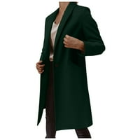 Tkinga moda Žene Cardigan Colid Boja dugih rukava LEALL Dugme Srednja dugačka vunena kaput Cardigan