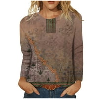 Fragarn ženski bluza okrugli vrat casual dugih rukava s dugim rukavima pulover dugih rukava majica bluza