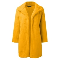 SHPWFBE kaputi za žene Dame Solid Jakna Zima toplo labavo Okrećite ovratnik plus veličine ugodne gornje odjeće
