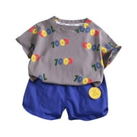 ShldyBC Toddler Kids Baby Boy Casual Checkered Puppy Print Short rukava s kratkim rukavima Shars Set odjeće, dječaka odjeća na klirensu