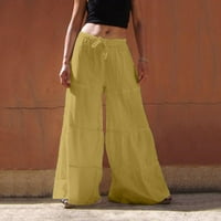 Cleariance Moda Želje Love Solid Boja Ležerne prilike široke pantalone za noge Pamučne pantalone