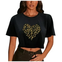 UUBLIK Valentines Odjeća za žene Valentinovo Parovi Leopard Love Ispišivši visoko struk gotički bluza