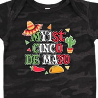 Inktastic Moj 1. Cinco de Mayo sa Sombrero Red Chili Pepper Taco i Cactus Daft Baby Boy ili Baby Girl Bodysuit