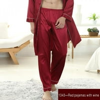 Sonbest New Solid Color Svilene muške službe Pajamas Loose Home Wear Navy XL