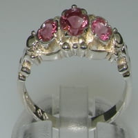 Britanci napravio je 10k bijeli zlatni prirodni ružičasti turmalinski ženski trilogijski prsten - veličine