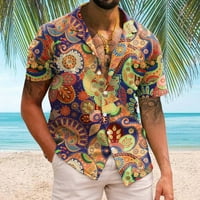 Ležerni muškarci Košulje tropski odmor od ispisanih kratkih rukava Classic Button dolje Spring Summer