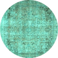 Ahgly Kompanija Mašina koja prati u zatvorenom okruglom krugom Perzijske tirkizne plave tradicionalne prostirke, 4 'runda