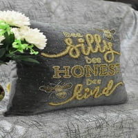 Zarimoon siva zlatna pčela nalik na jastuk za bacanje luksuznog savremenog valentinova perliveni izvezeni ukrašeni prilagođeni accent personalizirani jastuk