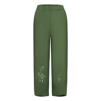 REWEnti hlače za žene Ležerne prilike za ispis Preklopite labave pune dužine Hlače vojska zelena 10