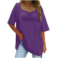Tuntovi tunike za žene Ljeto Loose Fit Solid Boja kratkih rukava V izrez T majice Plus veličine vrhova za žene