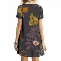 Ženska modna casual majica kratkih rukava uzorak Udobna kratka haljina Početna Tanka okrugla izrez mini haljina