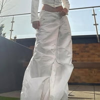 Ženska duge sa džepovima plus veličine Ženska radna odjeća Džepne noge Ležerne prilike Neutralne čvrste ravne hlače