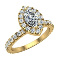 Petite zaručni prstenovi za žene Marquise Cut Halo Diamond Ring 14K Gold 1. CT TW