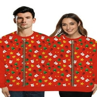 PUDCOCO Dvije osobe Božićni pulover Par dugi rukavi crtani uzorak okrugli novost u obliku vrata jednodijelni vrhovi