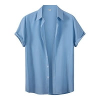 Sky Blue Muške košulje Ležerne prilike Ležerne prilike Labavi kauč kratkih rukava Majica od majica od