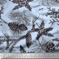 Soimoi plava pamučna kambrična tkaninska tkanina holly lišće, američka robinska ptica za štampanje tkanine