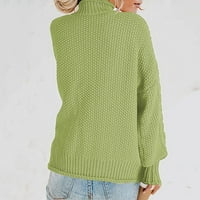 Dolith Jesen, Zimski kardigan džemperi za žene, plus, prevelizirani, topli, zeleni, ženski ležerni parni dugi rukav debeli pleteni pulover turtleneck džemper džemper