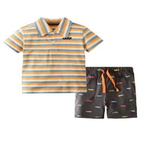 Bomotoo Boys Loose Summer Outfits Polo životinjske tiskane košulje + hlače Odmor odijela Dugme Swits