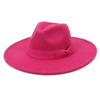 Unise modni široki vuneni remen Stan Top Fedora Hat Party Crkvena kapa kapa vruće ružičaste jedna veličina