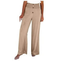 Loyisvidion Women Plus Veličina Žene Ležerne prilike pune hlače Udobna elastična visoka struka Široke