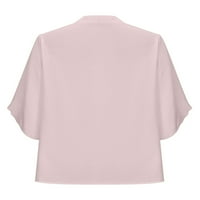 Paille žene šifon vrhovi rukav tunik bluza V izrez majica casual za odmor majica ružičasta 2xl