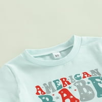 Djevojčice Outfit Ljeto 4. srpnja Majica Američka zastava Ispisuje pantalone Toddler Kids Odjeća Set
