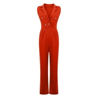 Capri pantalone za ženske gumne za podudaranje boja V-izrez tisak za šivanje tankog kombinezona crveno m