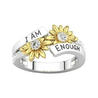Wmkox8yi dame modne svjetlosne boje slova suncokretorni dijamantni prsten modni kreativni prsten nakit