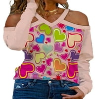 Capreze ženska majica hladna ramena majica V izrez Tee labav tunik bluza s dugim rukavima u pulover