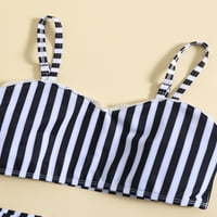 Bagilaanoe Little Girls kupaći kostimi Bikinis Set Striped Print Camisole TOPS + LACE patchwork garniture 3T 4T 5T 6T 7T Dječji kupaći kostimi kupalište