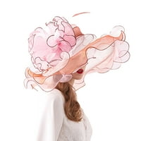 Jedan otvor ženski šešir elegantna nabrajana mrežica cvjetna ukrašena široka podrugljiva organza vezeni