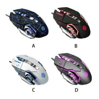 Rinhoo Gaming Mouse 6-gumb Osvjetljenje žičanog miša 4-boja svjetlo za disanje USB računalni uređaj za unos, crni