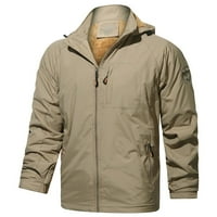 Viadha muške i zimske plus baršunaste čvrste boje patentni džep tople jakne