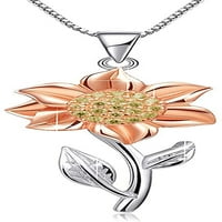 Ogrlica - Ženska modna privjesak za suncokret Privjesak za ogrlice za zabavu poklon za zabavu, privjesak lanac zaljubljeni poklon djevojka nakit-ruža Golden