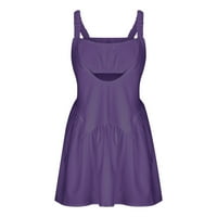 Miluxas Women Ljeto Tunika Izdubljena haljina V izrez Casual Labavi Flowy Swing Shift Haljine i kratke hlače Podešava Cleaning Purple 6
