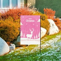 Sretan božićni ružičasti vrt za zastavu dvostrano dvorište na otvorenom ukras, # 223