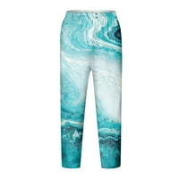 Obrezane hlače za žene tiskane tanke i habanje gamaše ljetne plaže Capris hlače, nebesko plave s