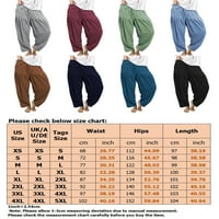 Prednjeg sweel harem duge za žene široke noge hlače ležerne prilike elastične struke praveće vrećice yoga hlače nebesko plavo 4xl