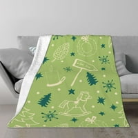 Dvostruki sloj plišani pokrivač, zelena anđela umjetnička kugla kugla uzorak ugodno mekani klima uređaj