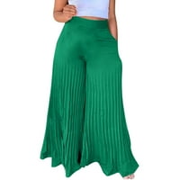 Ženska dugačka salona pantalone elastične prilagođene uštede u obliku struka Čvrsta boja šifon džepovi