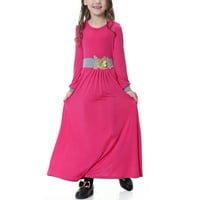 Sdjma muslimanska haljina srednje velike djevojke s dugim rukavima V vrat Blokock haljina