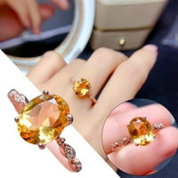 Prstenovi za žene Jednostavna prstenasta ruža zlatna morgarite žuti dijamant ovalni ženski prsten srebrni