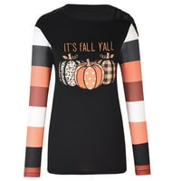 To je jesen y'all 'majica modna crewneck pada dukserica Trendi pulover plus veličine vrhova opruge za žene za žene s dugim rukavima crna xxl