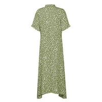GDFUN haljine za žene polka tačače Ispis tunika struka midi haljina Ljetna casual haljina kratka rukava