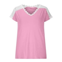 Ženski kratki rukav V izrez Košulje Grabionice FIT vrhovi Popust Ljetne majice Modni bluze Ružičasti