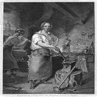 Neagle: kovač, 1829. N'Pat Lyon na korekciji. ' Čelično graviranje, 1829. godine, nakon slike John Neagle. Poster Print by