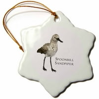 3Droza Spoonbill Sandpiper Shorebird - Ornament za snijeg